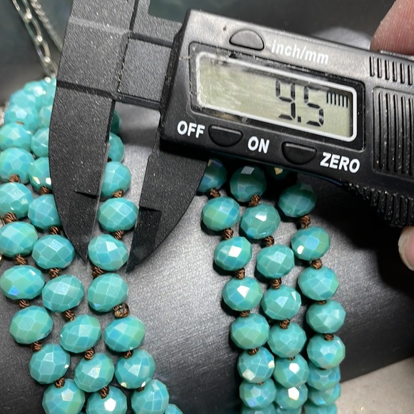 60" Gorgeous Teal Turquoise Blue Hand Knotted Glass Faceted Flapper Beads Vntg - Picture 10 of 10